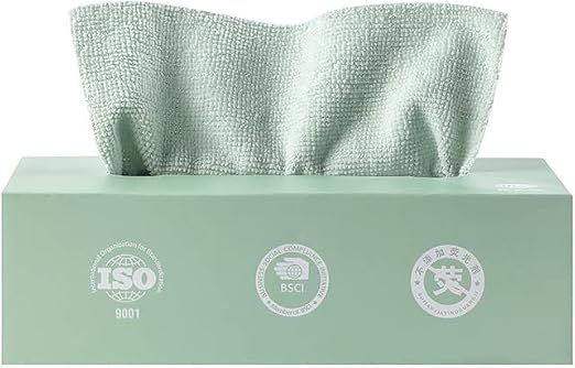 Microfiber Cleaning Cloths, Reusable Cleaning Towels in Box, Microfiber Lint Free Multi-Purpose Towel, Green, 7.9''x7.9'