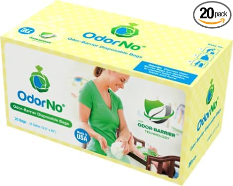 OdorNo Scentless Odor-Barrier Bag, 20 bags w/twist ties, Heavy Duty, Strong, Holds up to 2 lbs. Food Grade Safe, BPA Fre