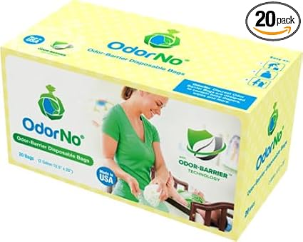 OdorNo Scentless Odor-Barrier Bag, 20 bags w/twist ties, Heavy Duty, Strong, Holds up to 2 lbs. Food Grade Safe, BPA Fre