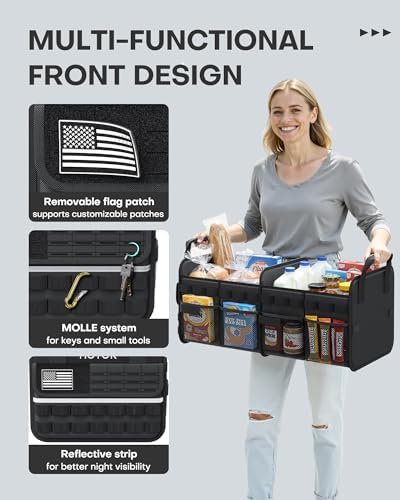 Tactical Trunk Organizer - Car Storage with Front MOLLE Pockets