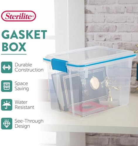 Gasket Storage Box with Lids for Home & Office, 20 Quart, 6-Pack