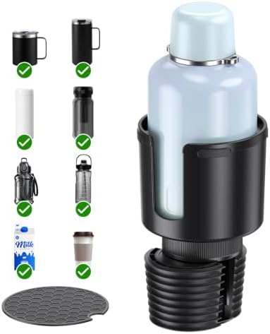 Car Cup Holder Expander for Large Water Bottles, Quick Install Cup Holder Extender for Car, Offset Base, Non Slip Adapter Compatible with Owala Stanley Yeti Hydro Flask 18-64 oz