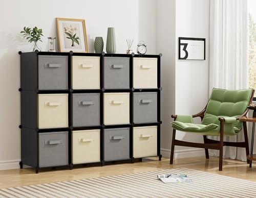 Closet Organizers and Storage, 12 Cube Storage Organizer, Black