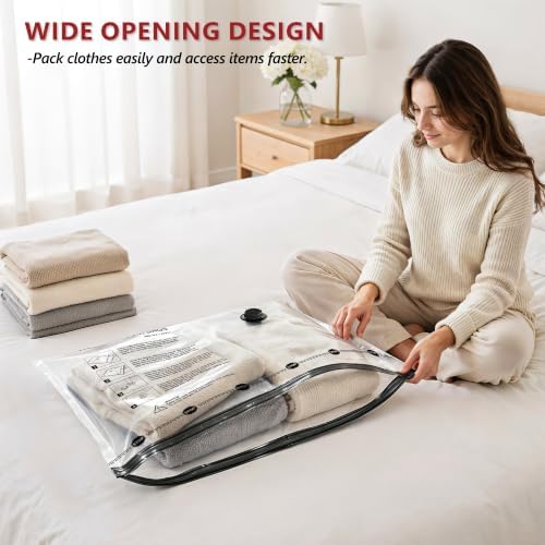 Travel Vacuum Bags with Rechargeable Pump, 18 Combo, Clear