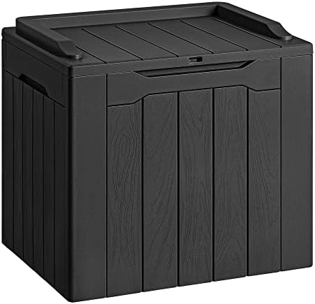 30 Gallon Resin Deck Box Waterproof Outdoor Storage Box for Patio Furniture Pool Accessories Indoor Storage for Cushion Garden Tools (30 Gallon, Black)