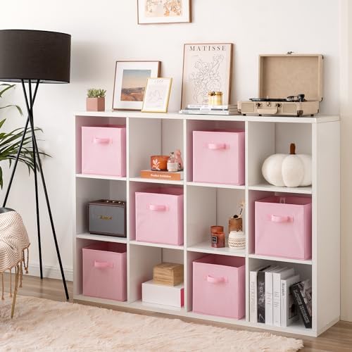11 Inch Cube Storage Bins, 6-Pack Storage Cube Organizer, Pink