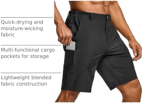 Men's Quick Dry Stretch Hiking Cargo Shorts, Lightweight Water Resistant Tactical Casual, Golf & Outdoor with Pockets