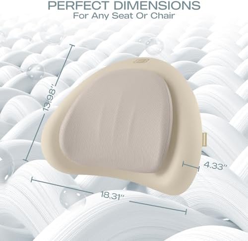 Skechers Lumbar Pillow Premium Memory Foam, Double-Layer-Office Chair Cushion for Tailbone Pain Relief,Butt Pillow for Office Chair,Car seat Cushion,Long Sitting Office Workers,and Car Drivers,Beige
