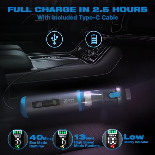 Airflex One Cordless Car Vacuum 16000Pa, 4-in-1 Handheld Vacuum with Air Duster & Inflator, Portable Mini Vac for Car Detailing, Pet Hair, Keyboard Cleaning (Gray)