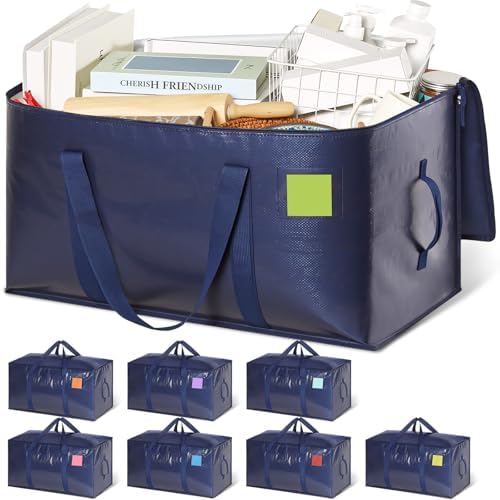 Heavy Duty Moving Bags Extra Large 110LBS Storage Bags, 8 Pack-Blue