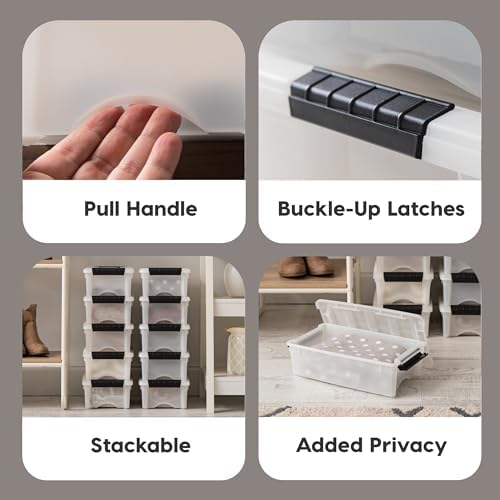 10-Pack 6 Quart Storage Bins with Lids, Pearl