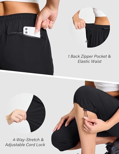 Women's Capri Pants with 5 Pockets Hiking Lightweight Quick Dry Cargo UPF 50+ Summer Travel Golf Workout Casual