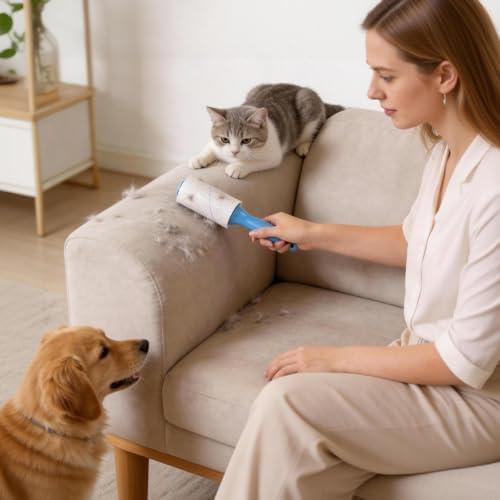 Extra Sticky Lint Roller for Pet Hair, 500 Sheets with 2 Handles