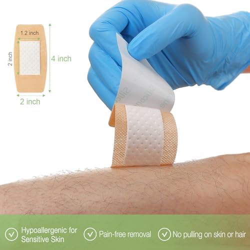 Silicone Bandages for Sensitive Skin 2x4 Inch Large, 40 Pack