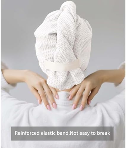 2 Pack Waffle Microfiber Hair Towel Wraps for Women, 32 x 11 In