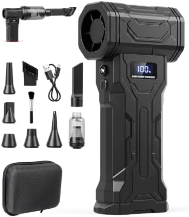 Compressed Air Duster, 2-in-1 Blow & Vacuum, 110,000 RPM Electric Air Duster with 7 Nozzles, Rechargeable Air Blower with LED Light for PC, Keyboard, Electronics, Car Cleaning, USB-C