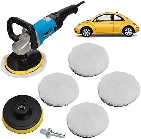6pcs 3in Imitation Wool Polishing Buffing Pad Kit with 5/8in‑11 Drill Adapter Buffing Pads for Car Buffer Polisher Car Polisher Pad Car Buffer Pad