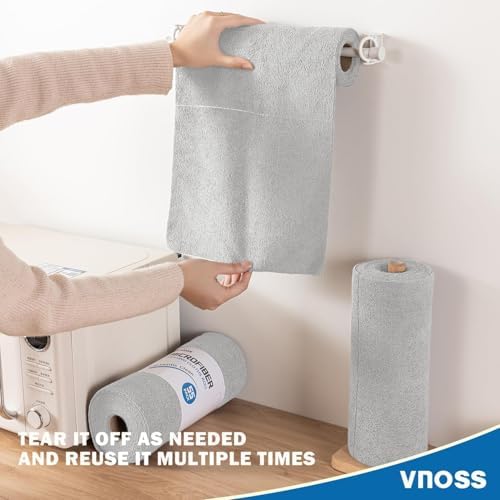 55 Pack Microfiber Cleaning Cloth Roll, Tear Away Reusable Towels, 11" X 9", Ultra Absorbent & Lint Free Cloth for Cars, Kitchen, Window, Home and Shop, Grey (Light Grey, 9”x11”-100PK)