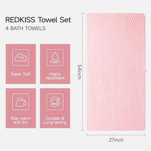 4 Pack Microfiber Bath Towels, Quick Dry, Super Soft, Large 27"x55"