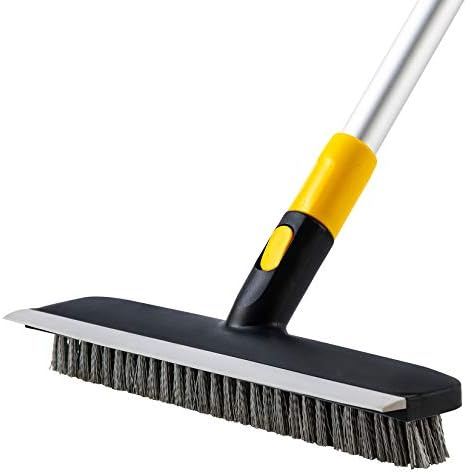 Floor Scrub Brush Telescopic Handle 2 in 1 Scrape Brush 55.9 inch