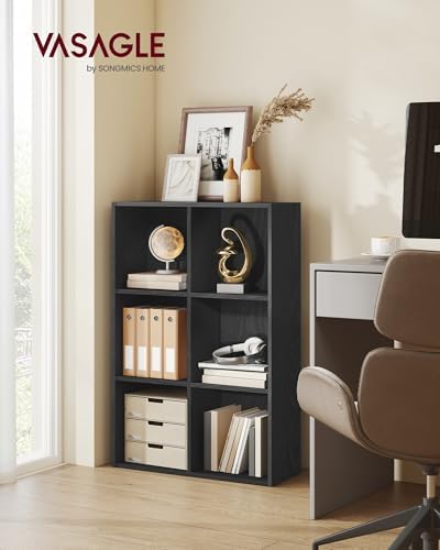 Bookshelf, 6 Cubes Storage Organizer, 25.8 x 9.4 x 38.7 Inches