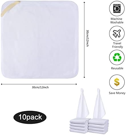 Microfiber Facial Cloths Fast Drying Washcloth 12inch x 12inch White 10 pack