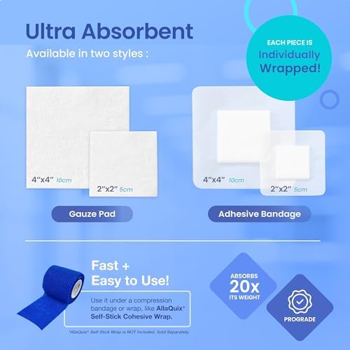 Stop Bleeding Fast – Lite Hemostatic Gauze Pads 2" x 2" – Calcium Alginate Wound Dressing – Sterile, Non-Adherent, High Absorbency – First Aid for Minor Cuts – 20 Count