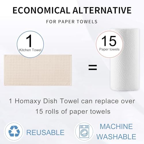 100% Cotton Terry Kitchen Towels, 4 Pack, Beige