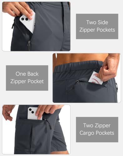 Men's Hiking Cargo Shorts 9"/7"/11" Lightweight Outdoor Shorts for Men Trip Golf Camping Casual with 5 Zipper Pockets