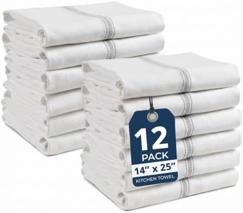 Dish Towels for Drying Dishes 100% Cotton Absorbent 12 Pack