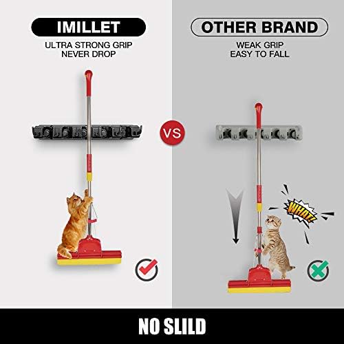 2 Pack Mop and Broom Holder, Wall Mount Organizer Storage Tool Rack