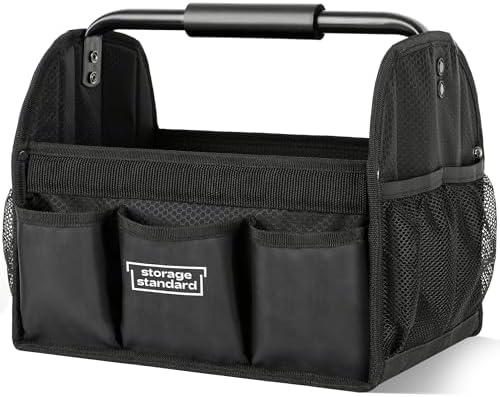 Detailing Caddy Organizer with Handle - Storage, Cars, & Cleaning Caddy for Supplies, Tools, & Home Improvement - Heavy Duty Car Detailing Supplies With Multi-Pockets & Collapsible Tote Design