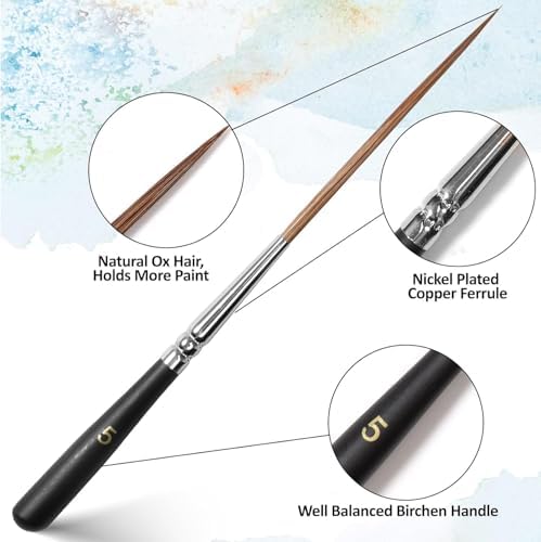 5-Piece Ox Ear Hair Long Liner Brush Set - Black