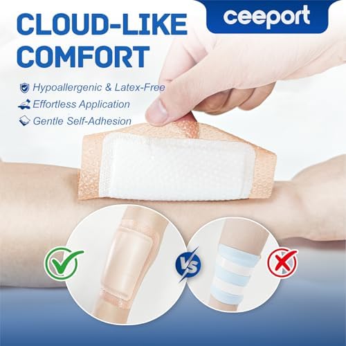 Silicone Super Absorbent Wound Dressing 5" x 5", 10 Individual Pack