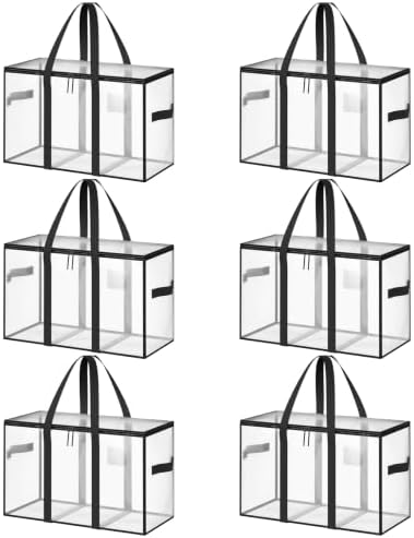 6 Pack Heavy Duty Moving Bags, 95L Storage Totes, White