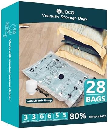 Vacuum Storage Bags for Travel & Home with Electric Pump, 28 Combo