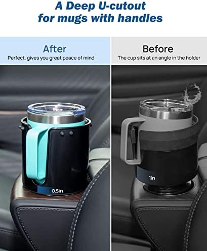 JOYTUTUS Large Stable Cup Holder Expander for YETI, Hydro Flask, Hold 18-40 oz Bottles and Mugs, Car Cup Holder Adapter with Adjustable Rubber Base