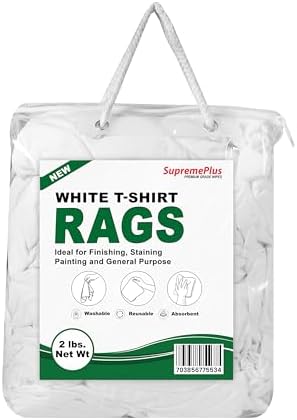 New White T-Shirt Cleaning Rags (2 lbs. Bag) – White Cotton Rags for Cleaning, Staining, Painting, Oil, Grease & Dust Removal – Shop Rags Bulk for Multipurpose use