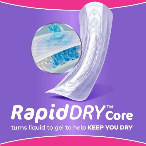 Discreet Adult Incontinence Pads for Women, Drier, 5 Drop Long Length, Heavy Absorbency, Pads for Bladder Control Management, Bladder Leaks, & Postpartum Pads, 64ct