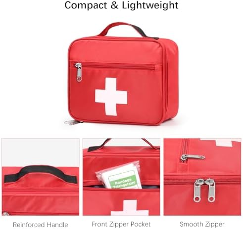 Gatycallaty First Aid Bag Empty Emergency Treatment Medical Bags Multi-Pocket for Home School Office Car Traveling Hiking Trip Daycare (Large, 1 Piece)