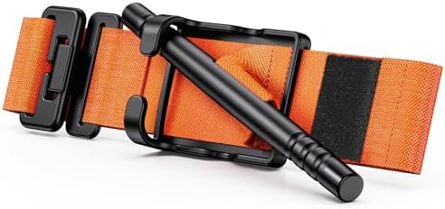 Qen Tourniquet for Severe Bleeding Control, Gear for First Aid Kits and Tourniquet Kits, Suitable for Emergencies, One-Handed Operation (Orange)
