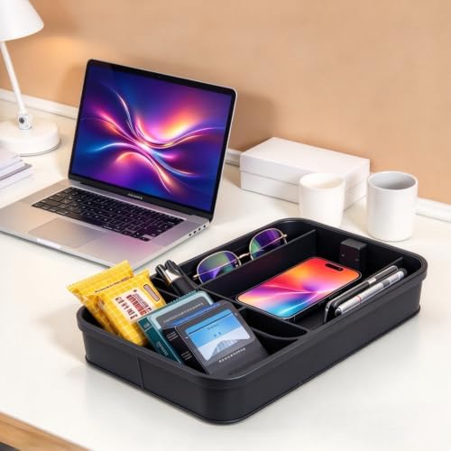 Car Armrest Extra Storage Box Black