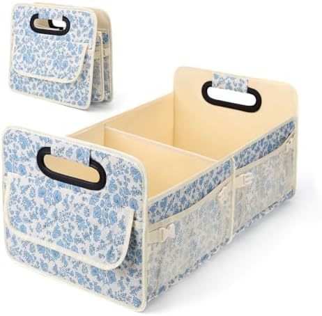 Quilted Floral Car Trunk Organizer for Women SUV Storage Bin