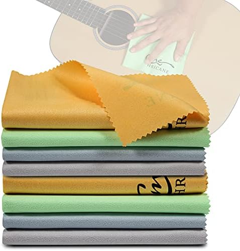 Guitar Cloths Ultrafine fiber suede (8-Pack 12"x12") Plush Polishing Cloths for Musical Instruments Premium Polishing & Cleaning Cloths for Guitar Violin Piano Clarinet Trumpet Sax Universal