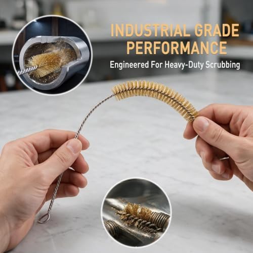 Brass Wire Tube Brush Set, 8 Sizes 6-25mm 11.8in, for Auto & Pipe Cleaning