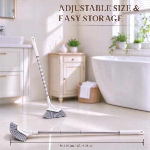 Multifunctional Extendable Long Handle Floor Scrub Brush，Curved Brush Head