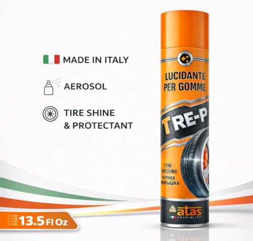 Tire Shine Spray & Dressing - Long-Lasting Deep Black Wet Gloss, 13.5 Oz