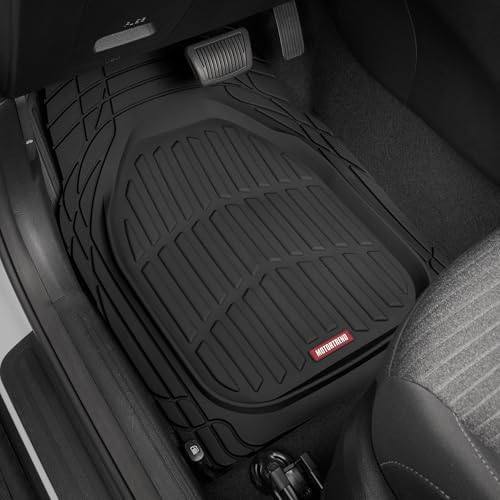 FlexTough Floor Mats for Cars, Black Deep Dish All-Weather Car Mats, Waterproof Trim-to Fit Automotive Floor Mats for Cars Trucks SUV, Universal Floor Liner Car Accessories