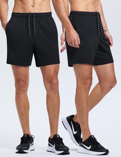 3 Pack Men's Athletic Shorts 7 Inch Quick Dry Workout Gym Shorts Lightweight Sports Running Short for Men with Pockets