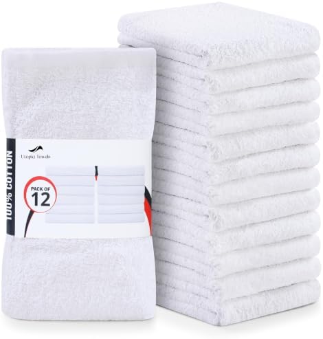 Kitchen Bar Mops, Pack of 12, 16x19 In, 100% Cotton, White